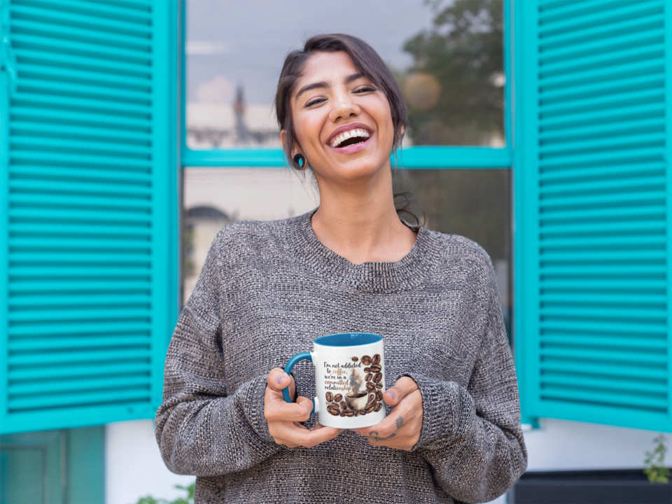 Coffee Relationship Mug — Blue rim