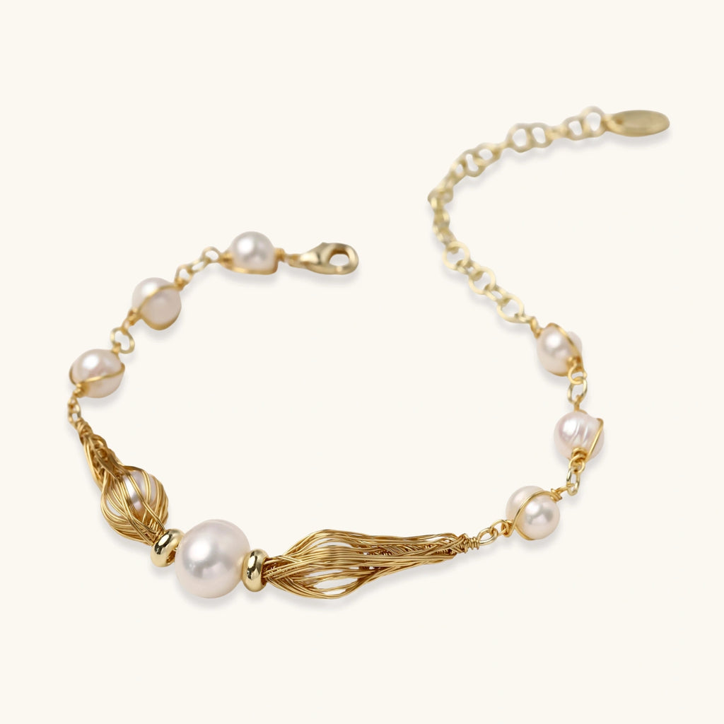 Golden Spiral Pearl Bracelet