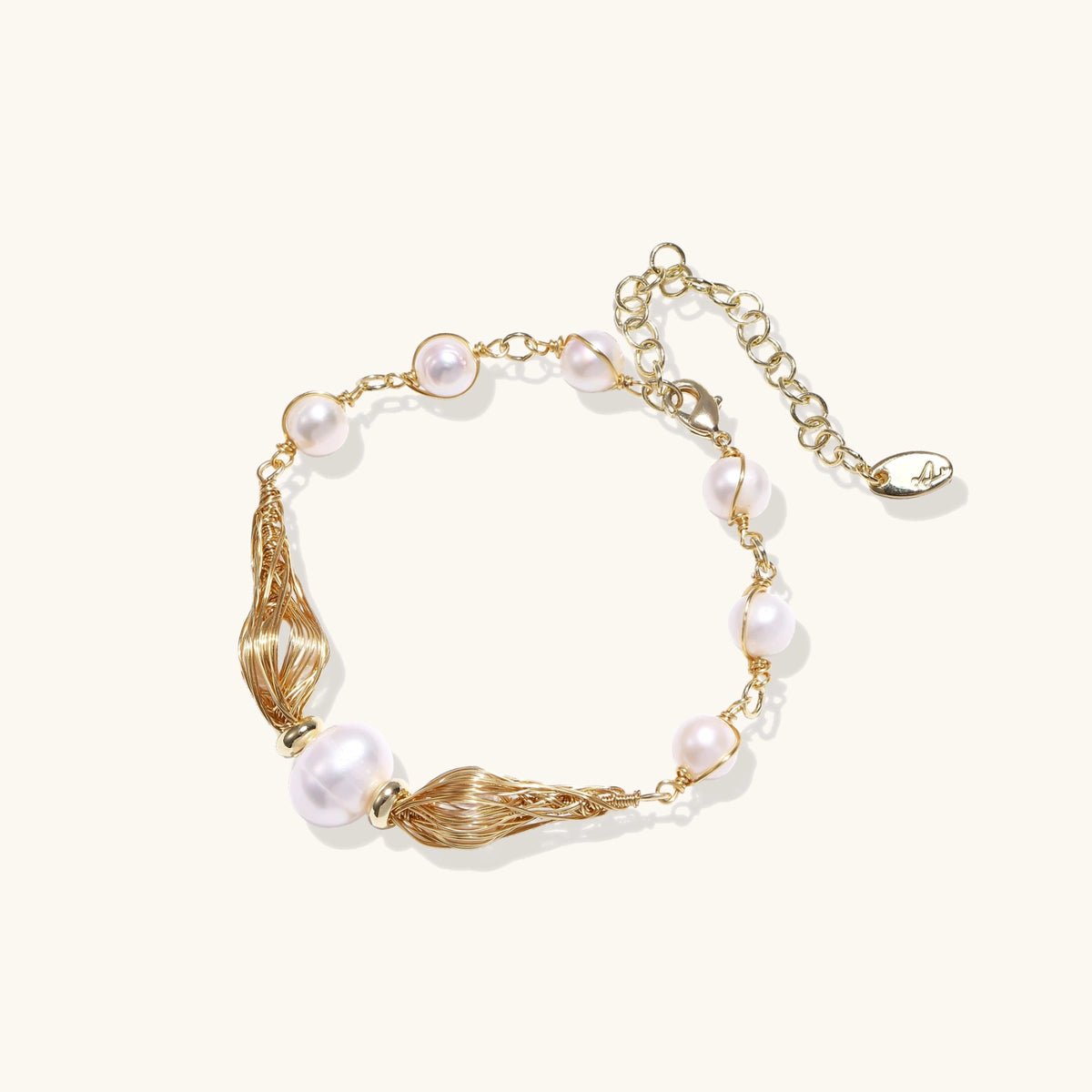 Golden Spiral Pearl Bracelet