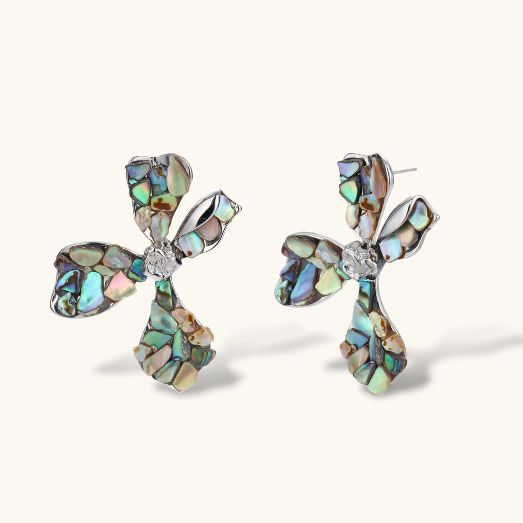 Celestial Shell Cross Studs