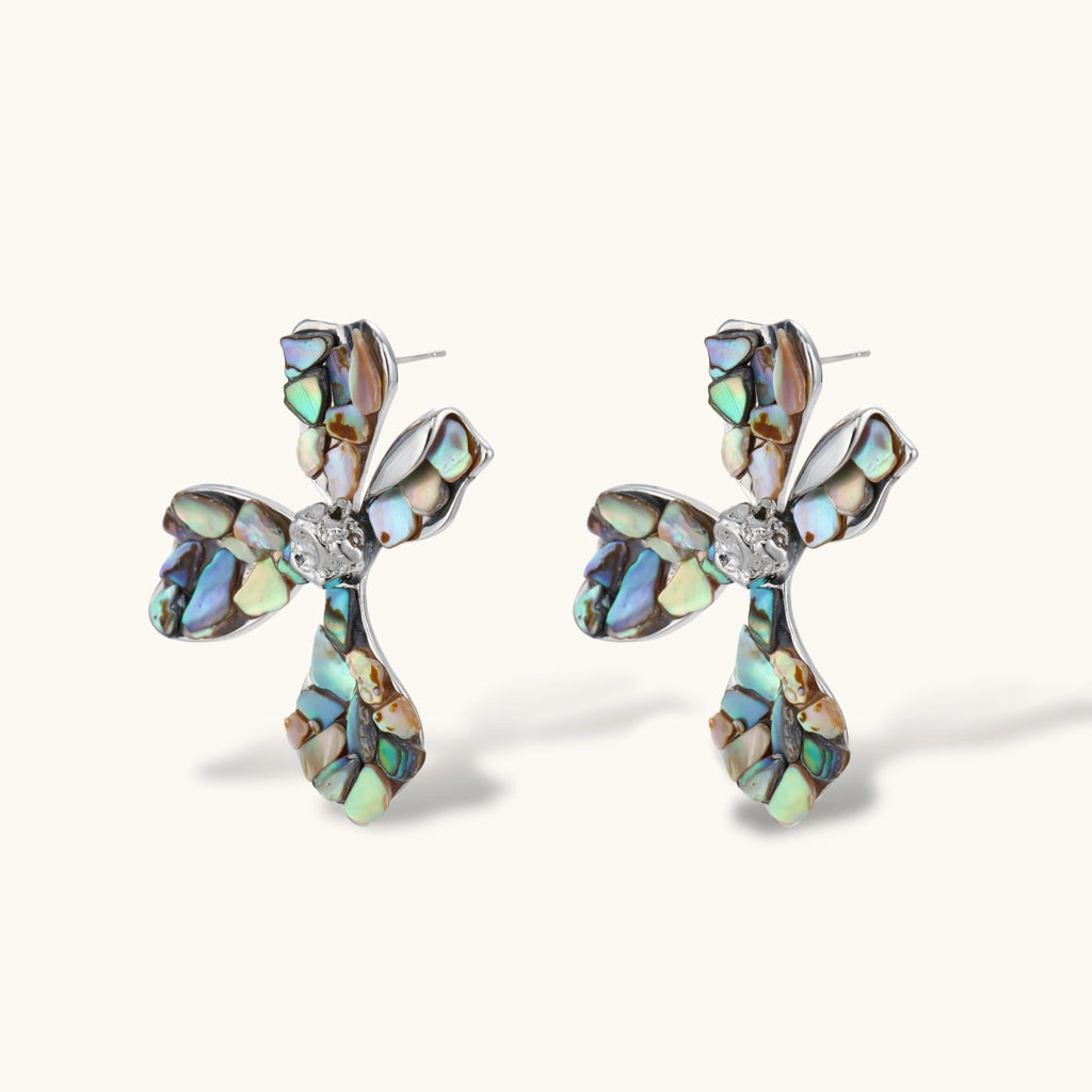 Celestial Shell Cross Studs