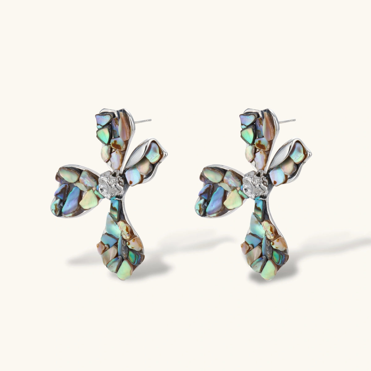 Celestial Shell Cross Studs