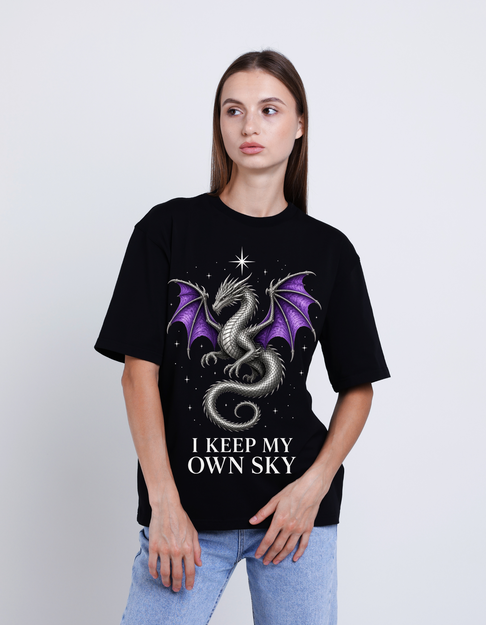 I Keep My Own Sky - Woman oversized Black tee