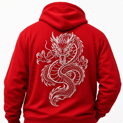Bai Long Embroidered Hoodie – Red