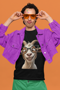Nerdy GOAT Tee Red - man with sunglasses and star stickers