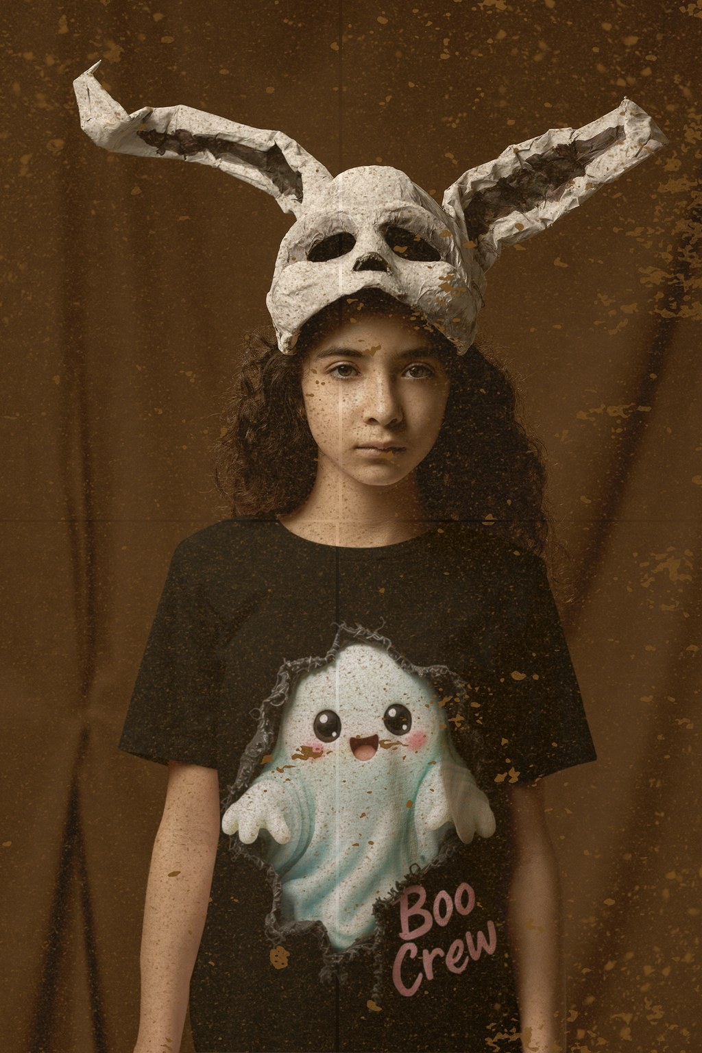 Boo Crew Kids Halloween T-Shirt - girl with bunny mask