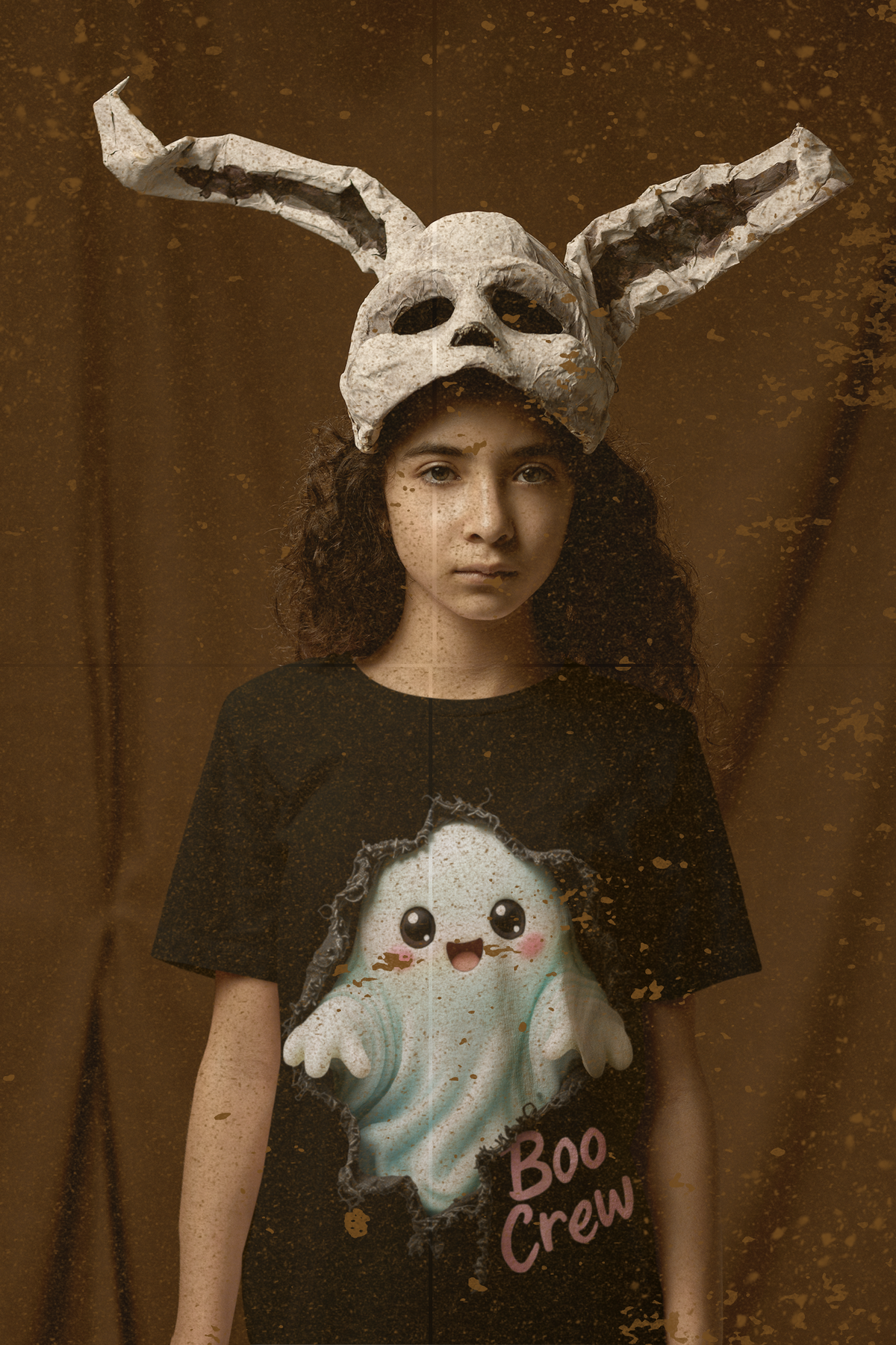 Boo Crew Kids Halloween T-Shirt - girl with bunny mask