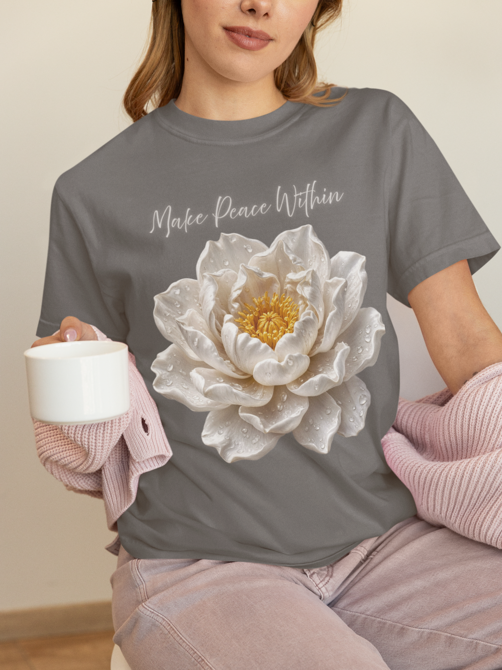 Make Peace Within tee - Grey