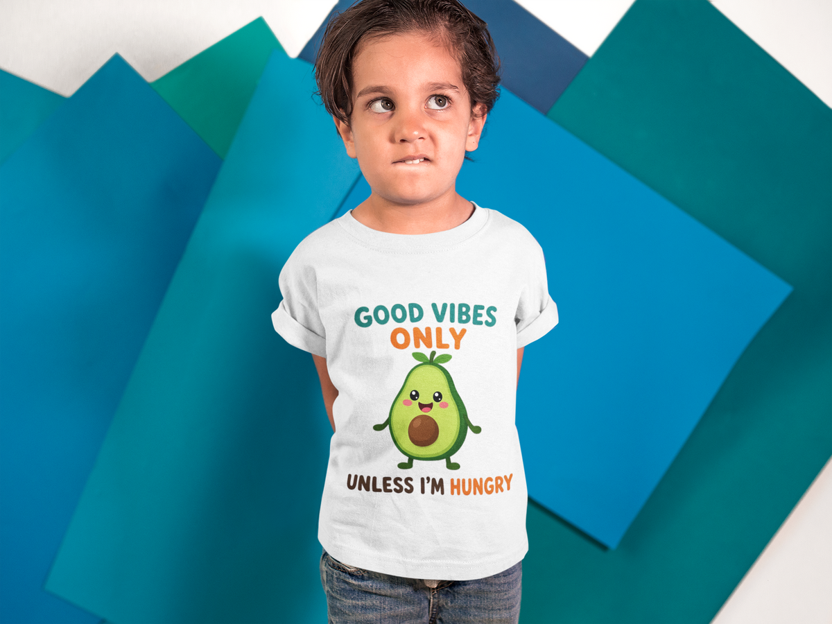 Vibing Until Hungry T-Shirt White - kid making faces