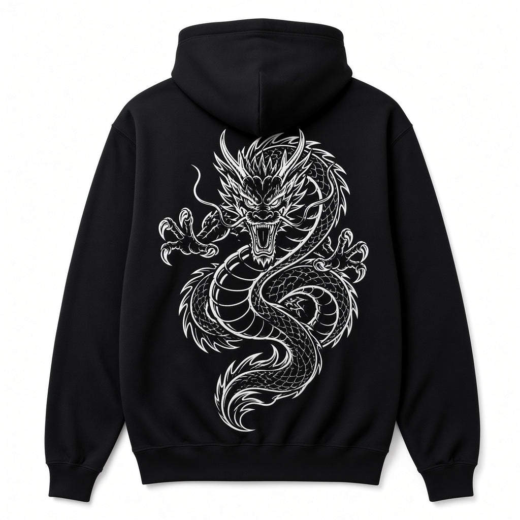 Bai Long Embroidered Hoodie – Black