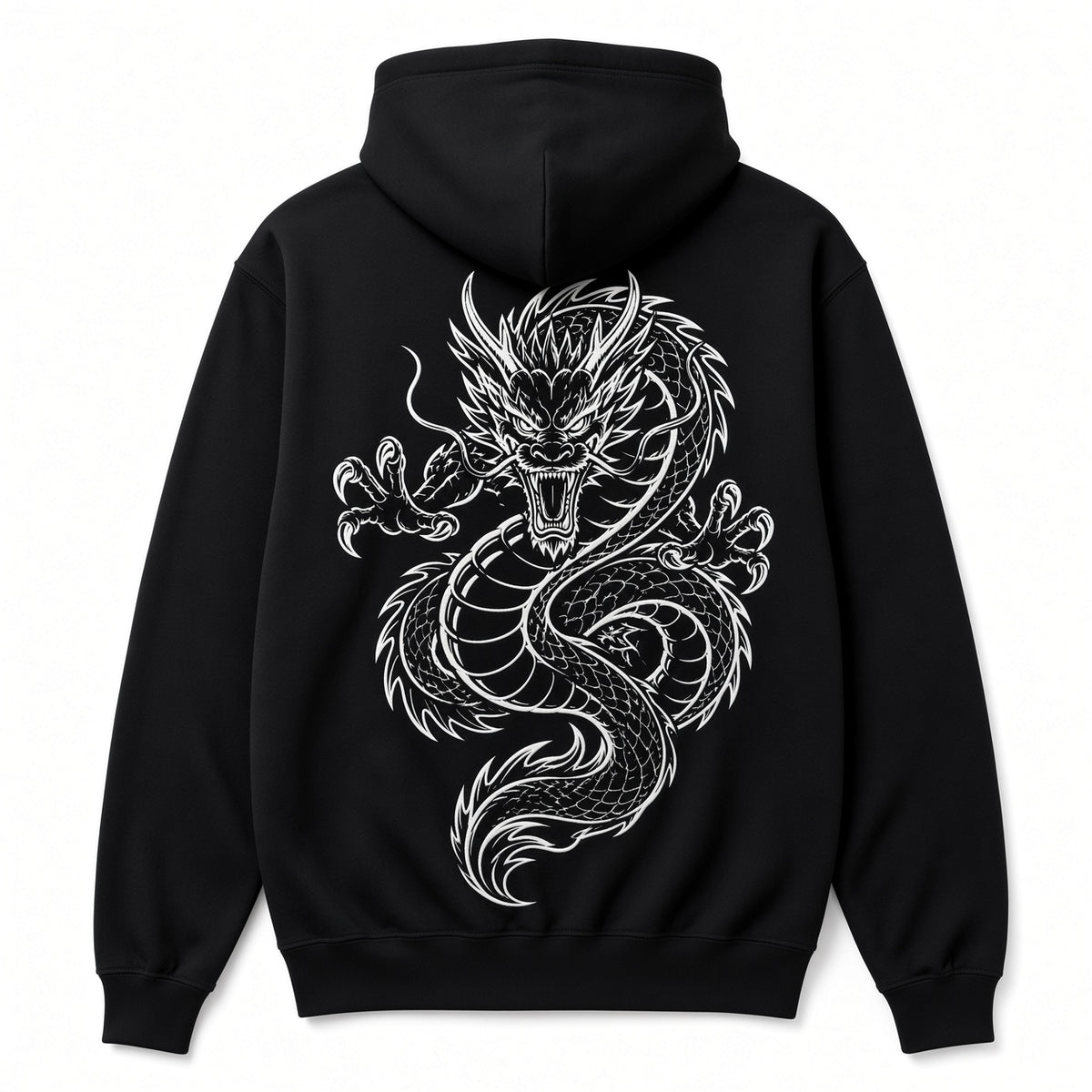 Bai Long Embroidered Hoodie – Black