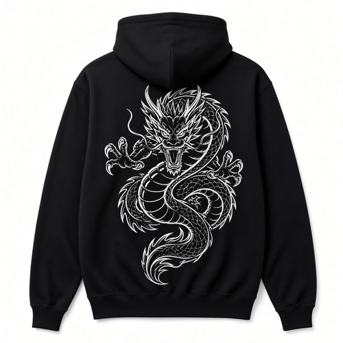 Bai Long Embroidered Hoodie – Black