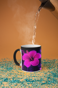 Neon Hibiscus Magic Mug - hot water being poured revealing neon design