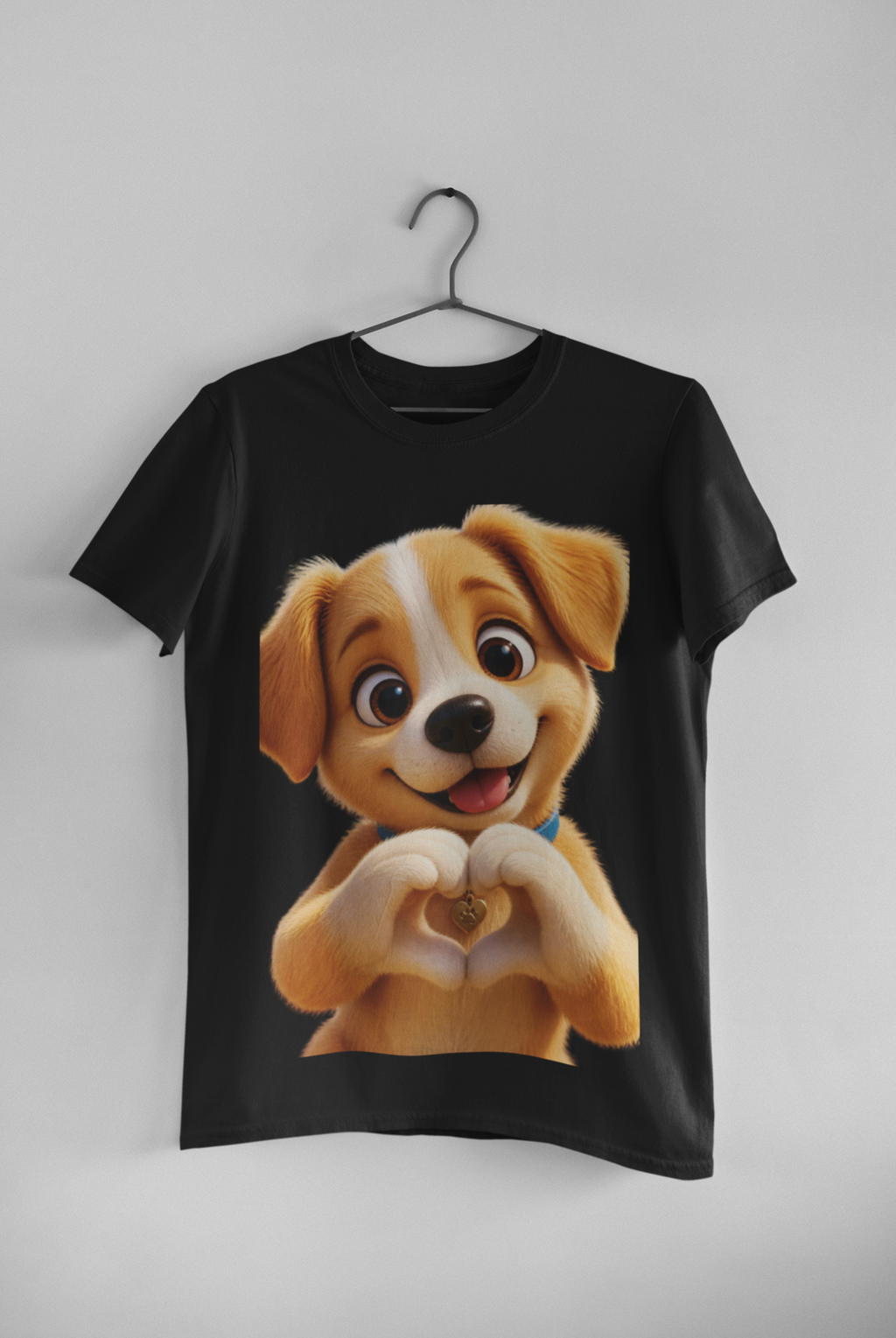 Puppy Love Tee White - hanging on wall