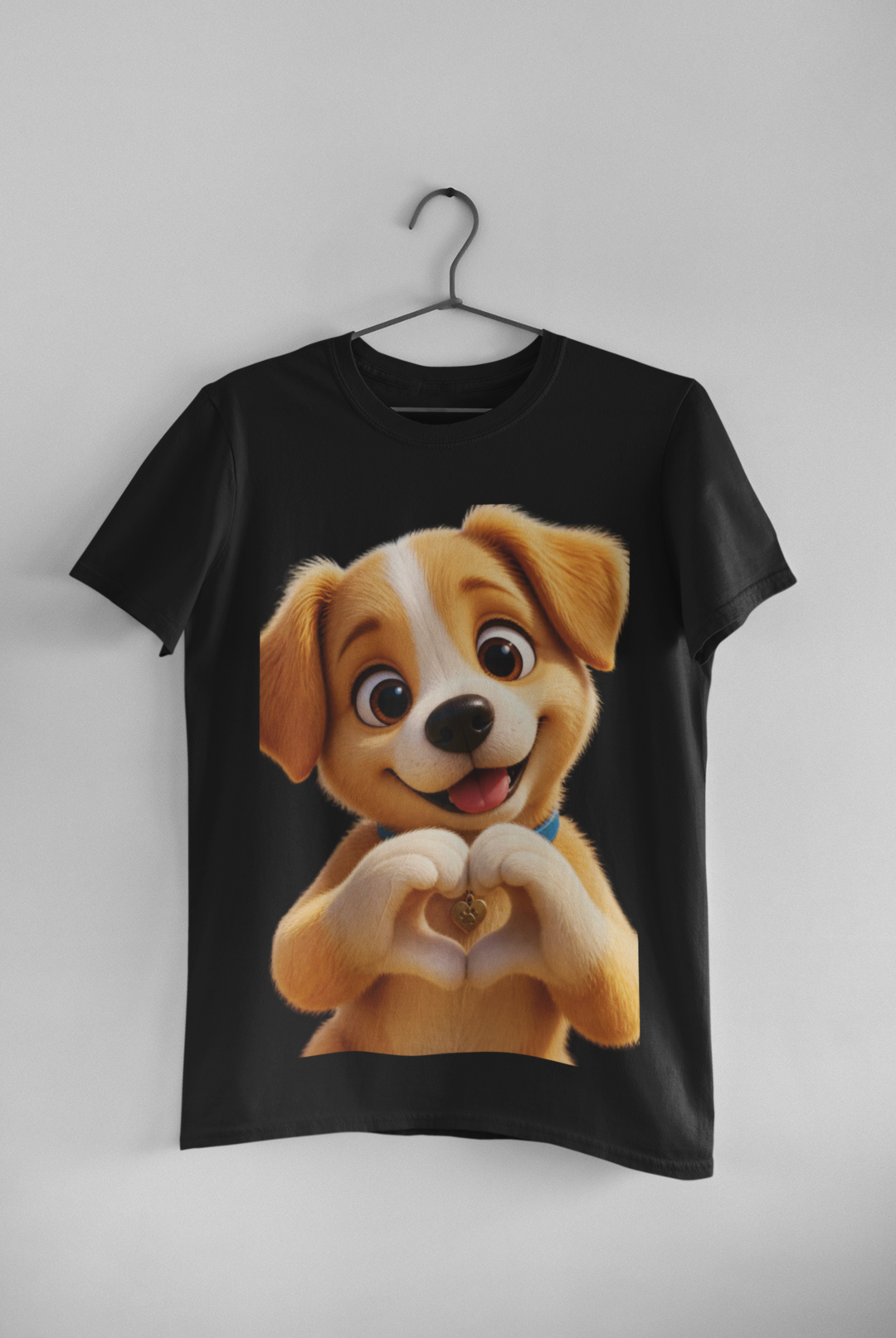 Puppy Love Tee White - hanging on wall