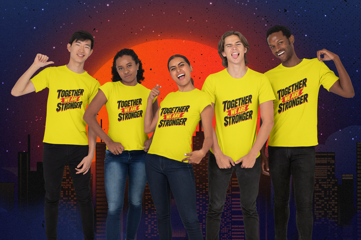 Together We Are Stronger - Yellow group night mockup