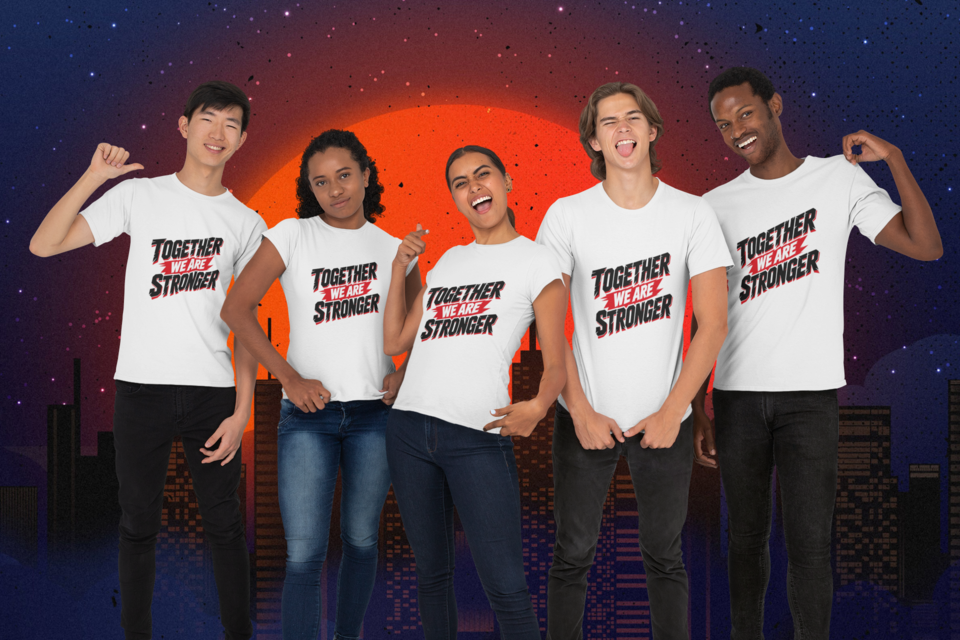 Together We Are Stronger - White group night mockup