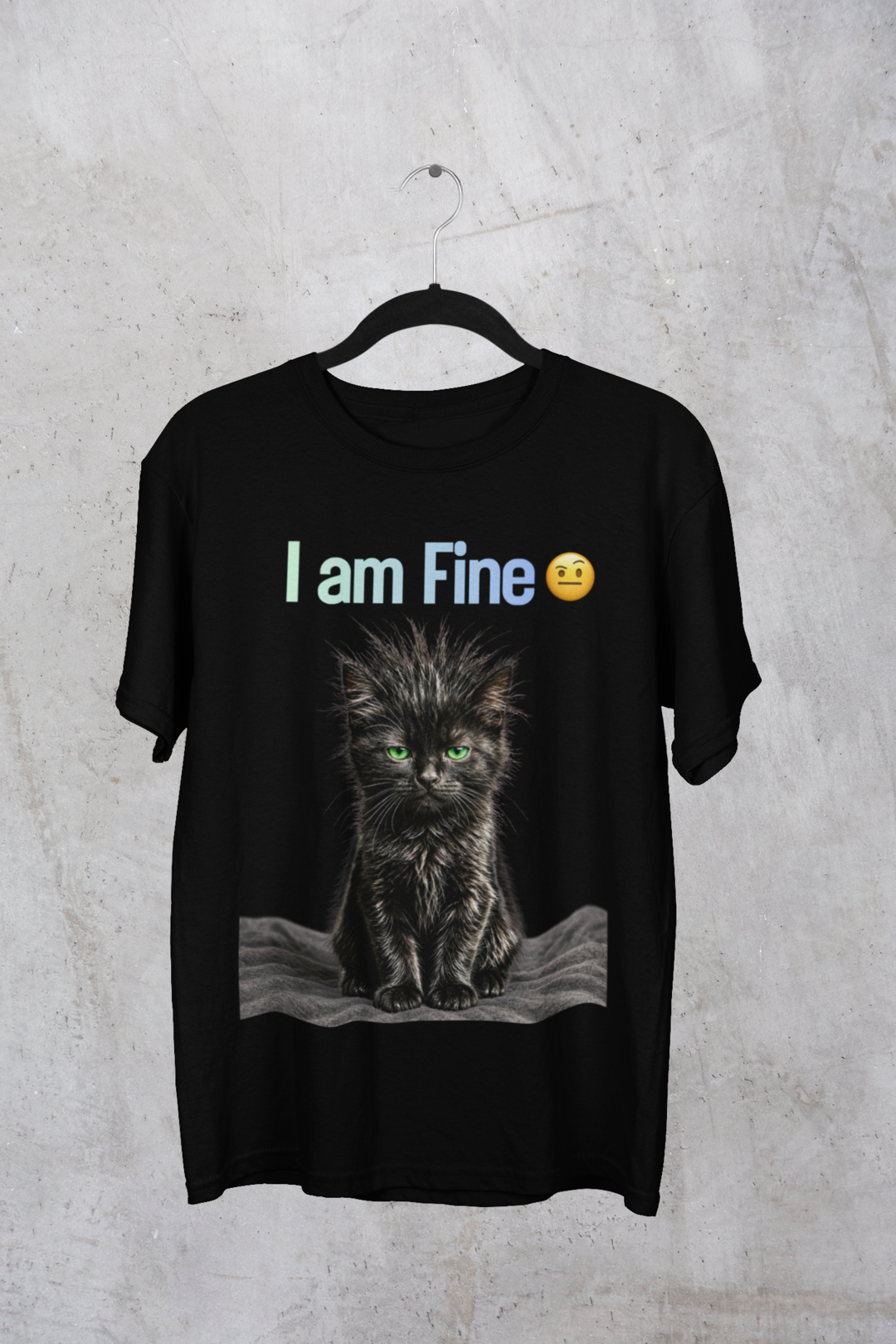I am Fine Tee - Black hanging mockup