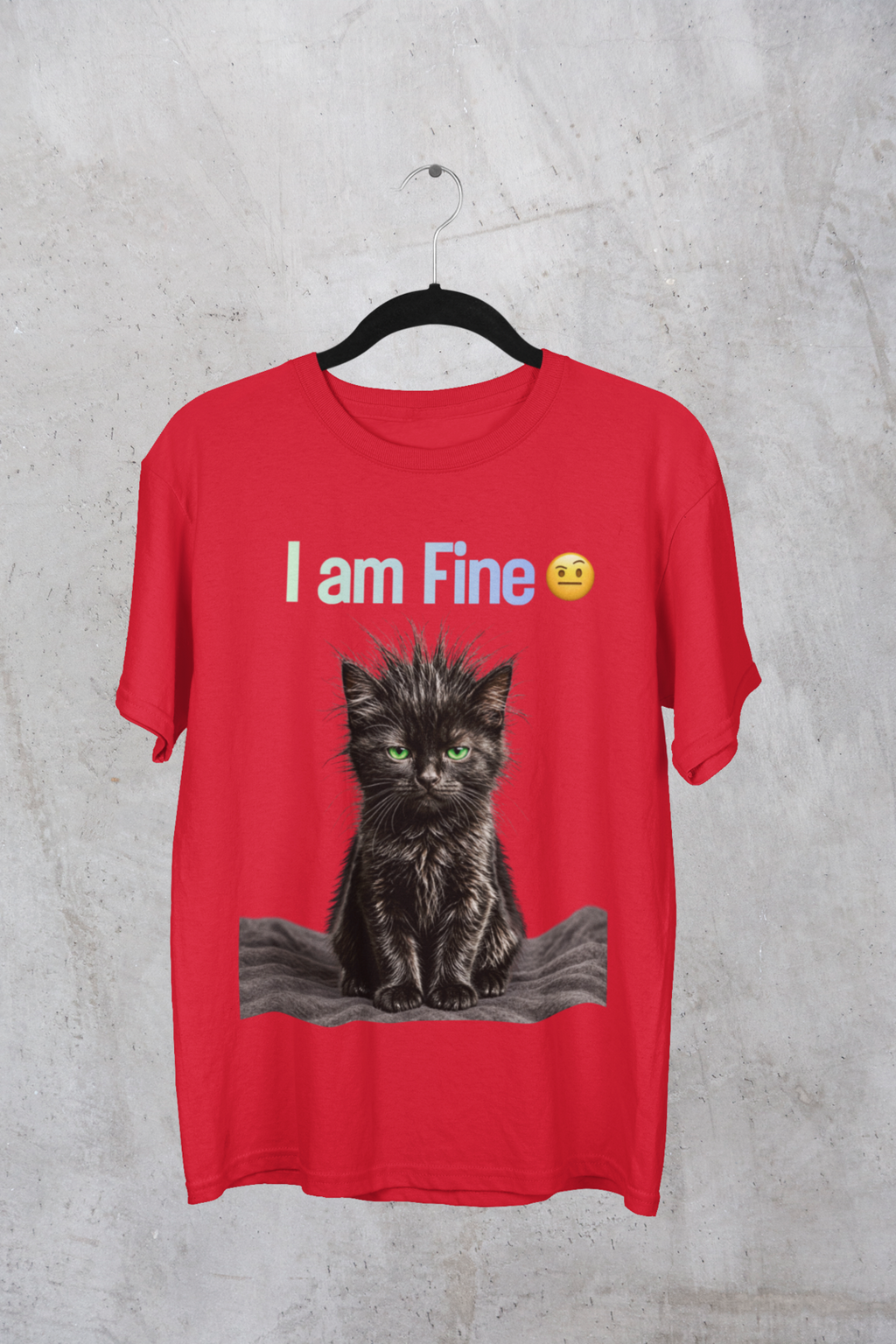 I am Fine Tee - Red hanging mockup