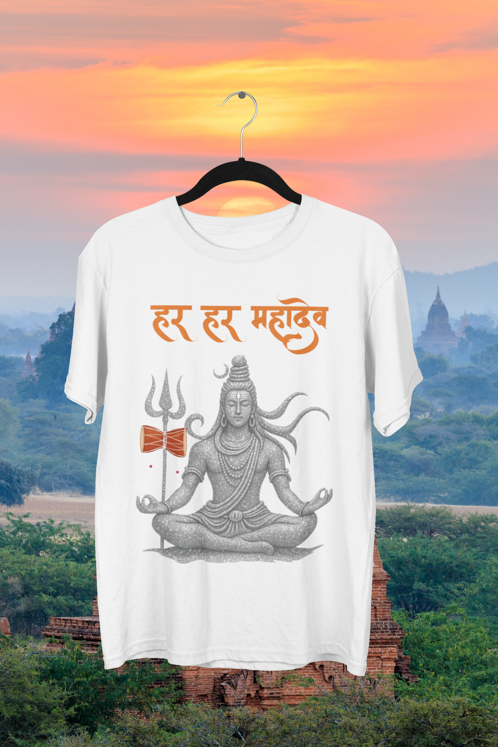 Har Har Mahadev Tee - White, flat mockup