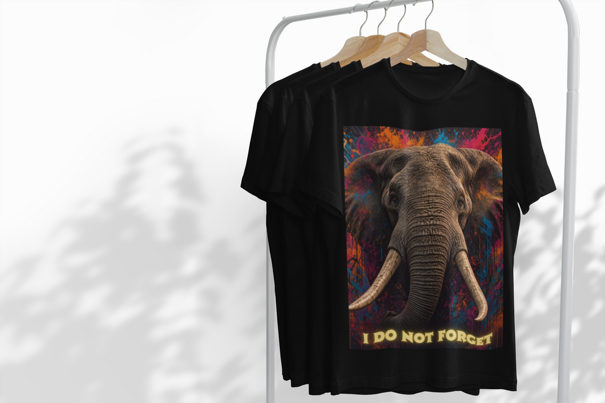 I Do Not Forget - Black tee on hanger