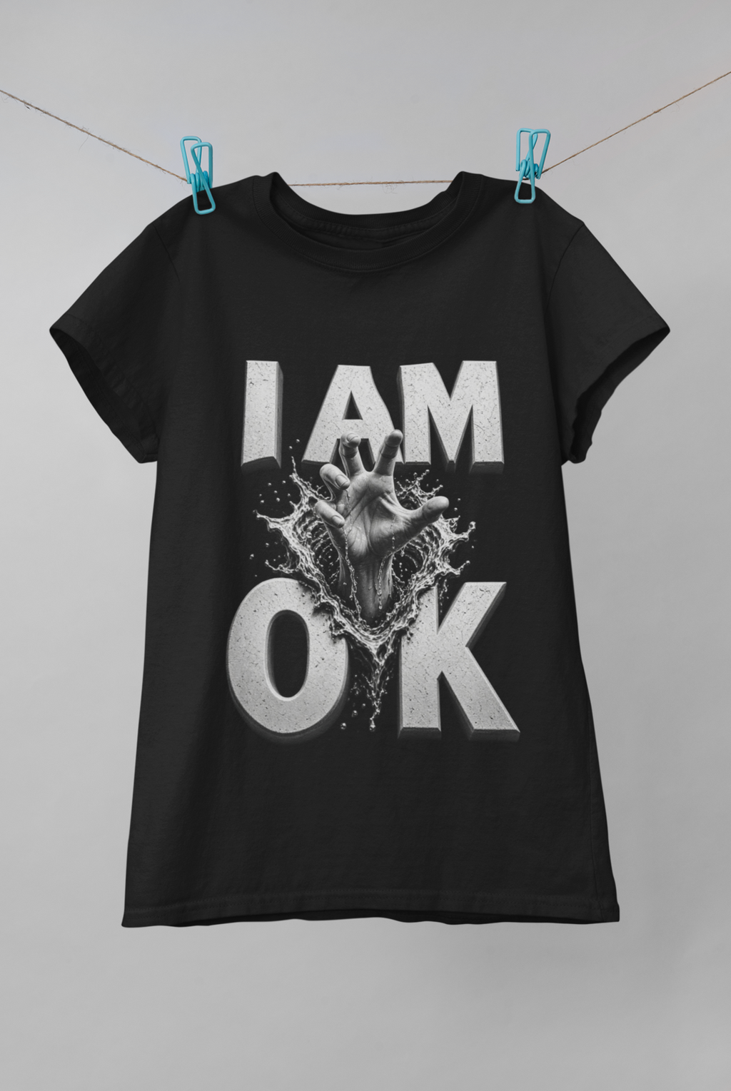 I Am OK tee - Black flat lay