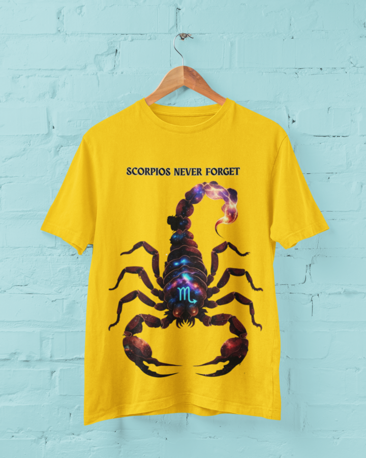 Scorpios Never Forget T-Shirt — Yellow
