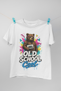 Old School Cool tee - White, hanging on clothesline