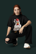 Don't Ruffle My Feathers Tee Black - woman in studio
