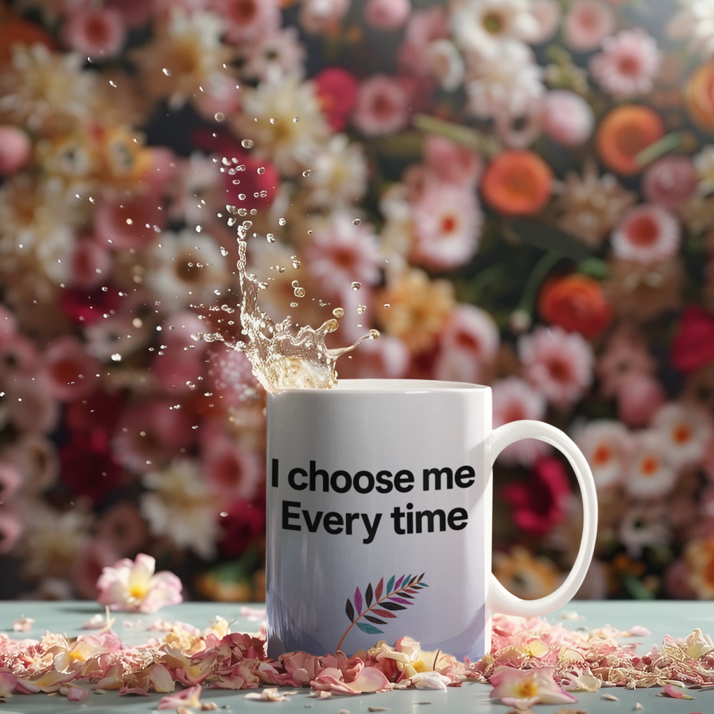 I Choose Me Every Time - Mug with flower splash background