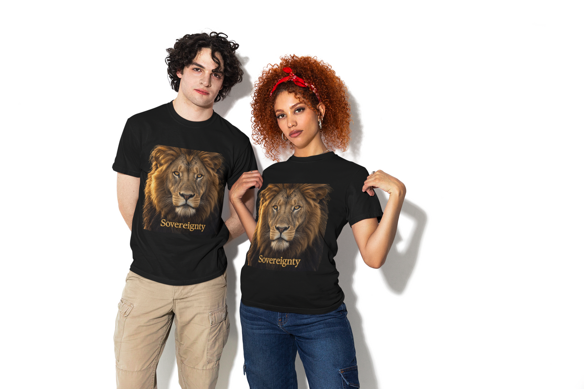 Sovereignty tee - couple wearing black tee