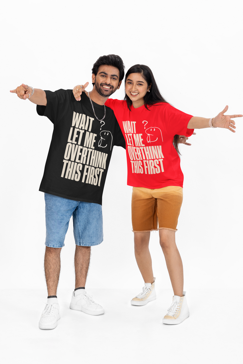 Wait Let Me Overthink This First couple wearing black and red tees