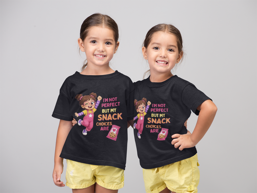 Mini Snack Queen T-Shirt Black - twin girls at photo studio