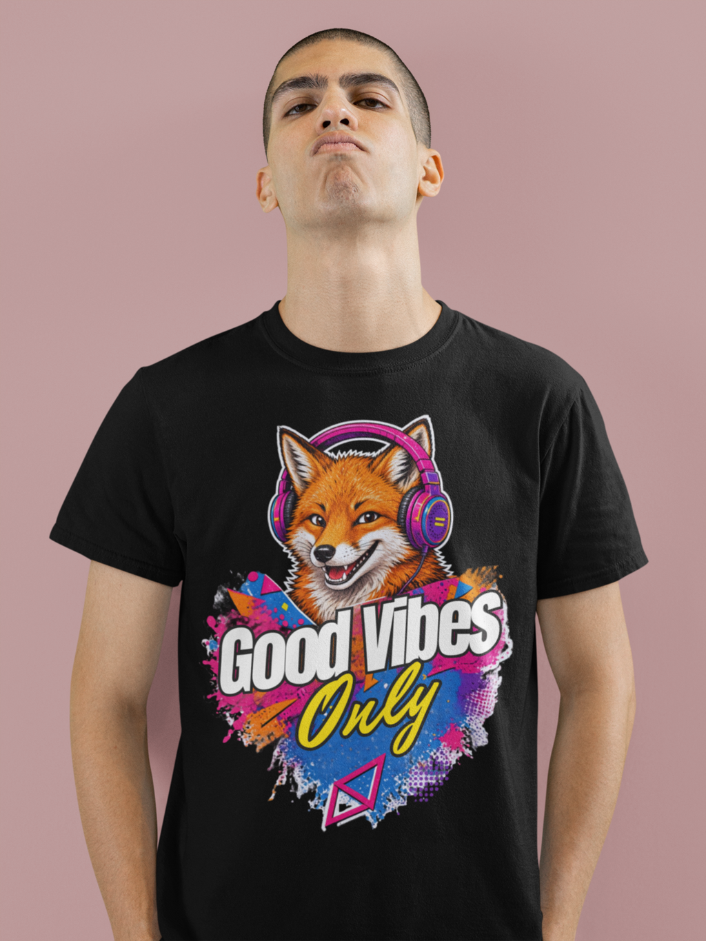 Good Vibes Only tee - black, male model
