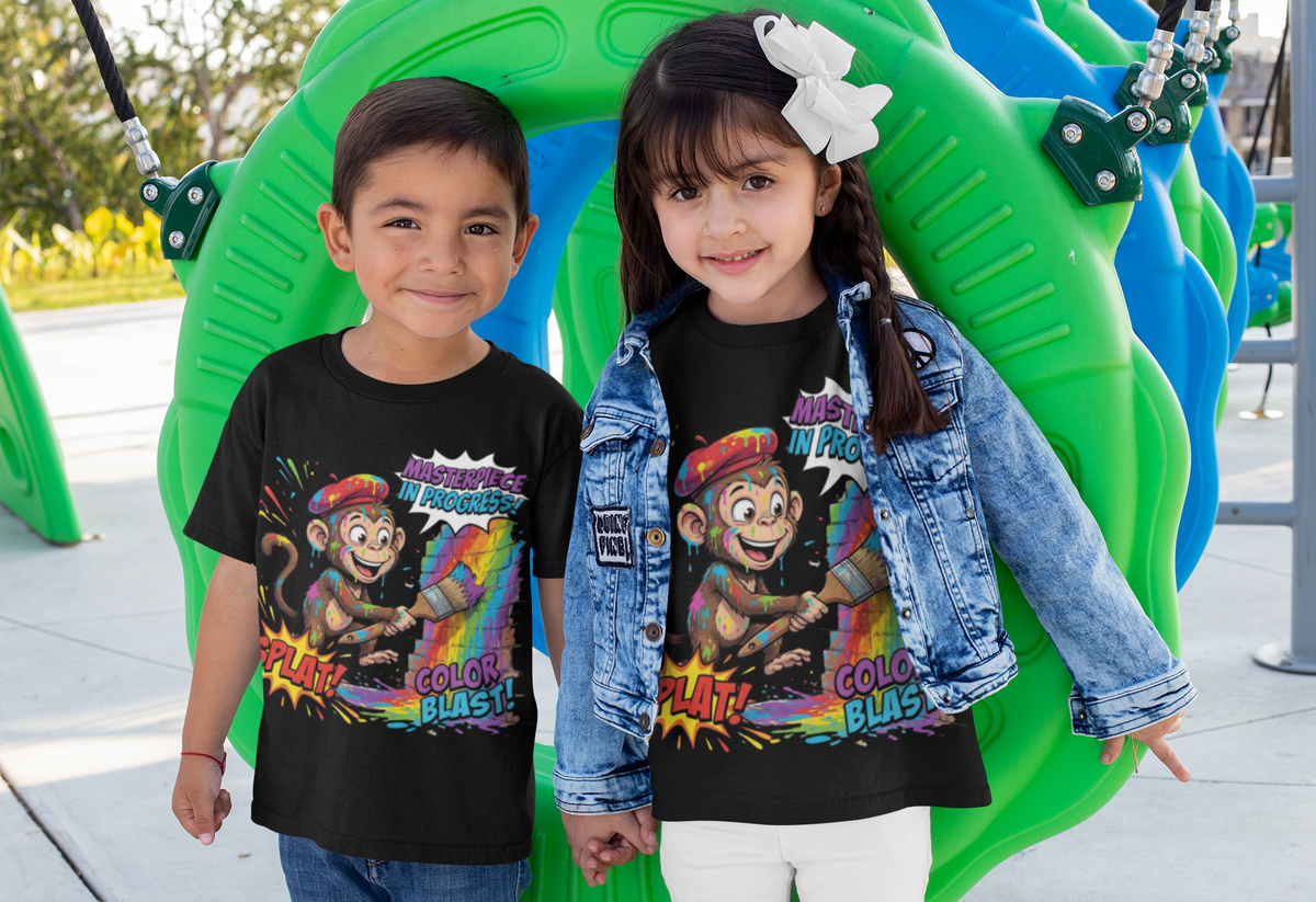 Mini Masterpiece T-Shirt Black - kids at playground