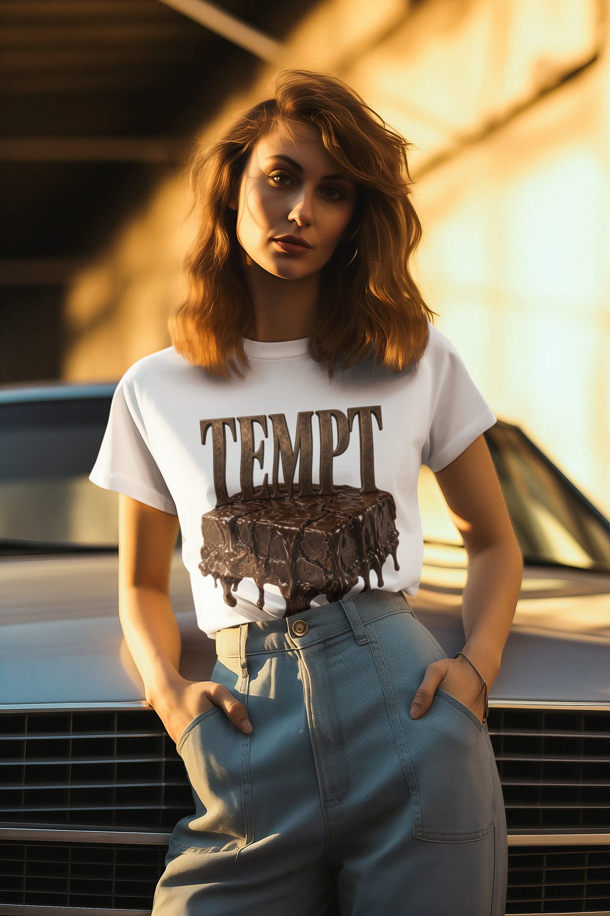 Tempt drip graphic tee black woman classic car