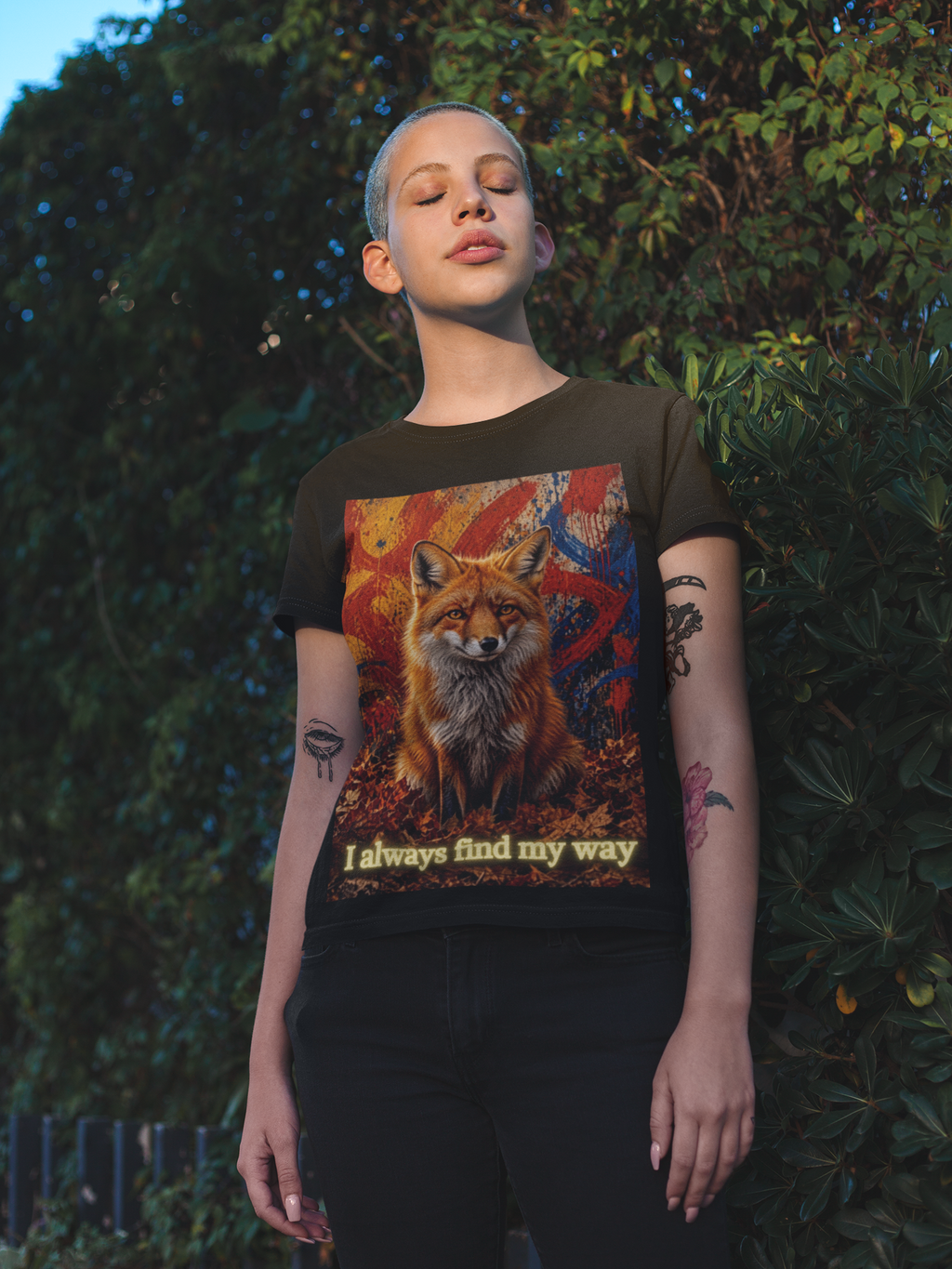 I Always Find My Way - Black tee on woman