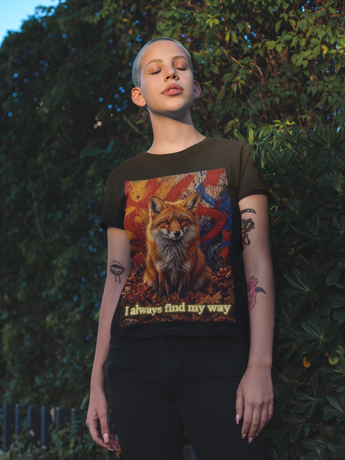 I Always Find My Way - Black tee on woman
