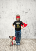 Mini Calm Mode T-Shirt White - Boy with superhero costume