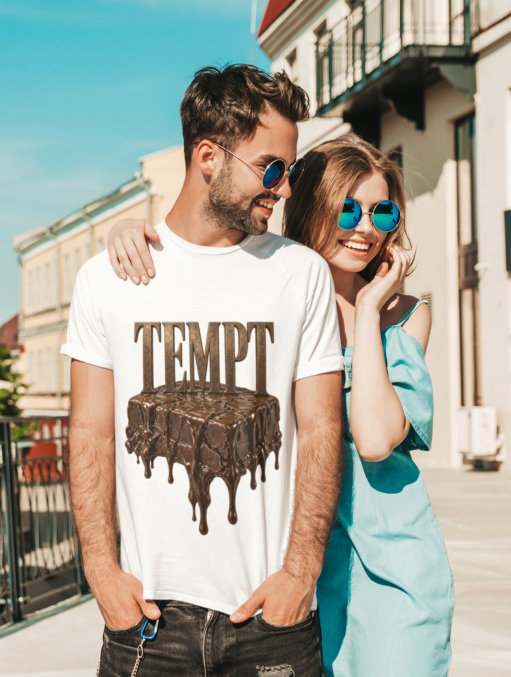 Tempt drip graphic tee black couple street