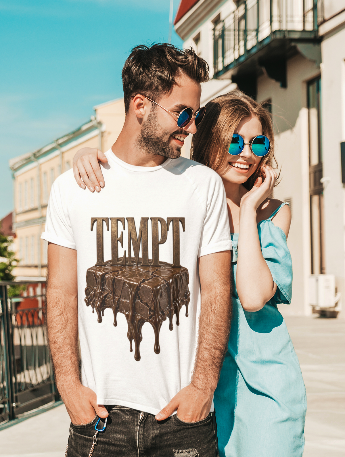 Tempt drip graphic tee black couple street