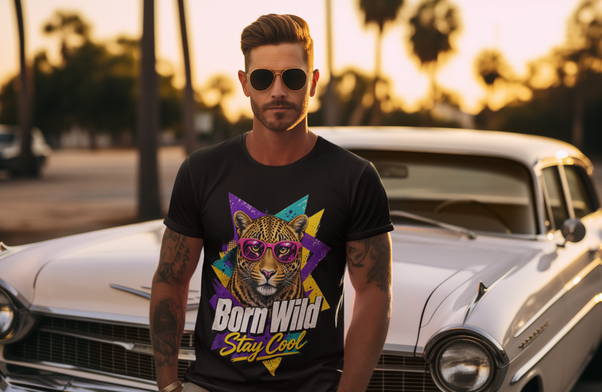 Born Wild Stay Cool tee - royal blue, model front