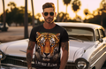 I Do Not Blink - Black tee on man classic car