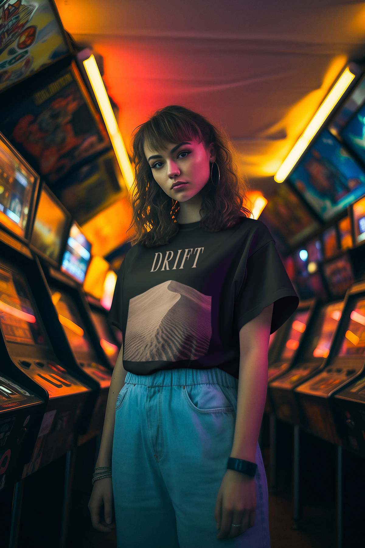 Drift Tee - Black, woman arcade