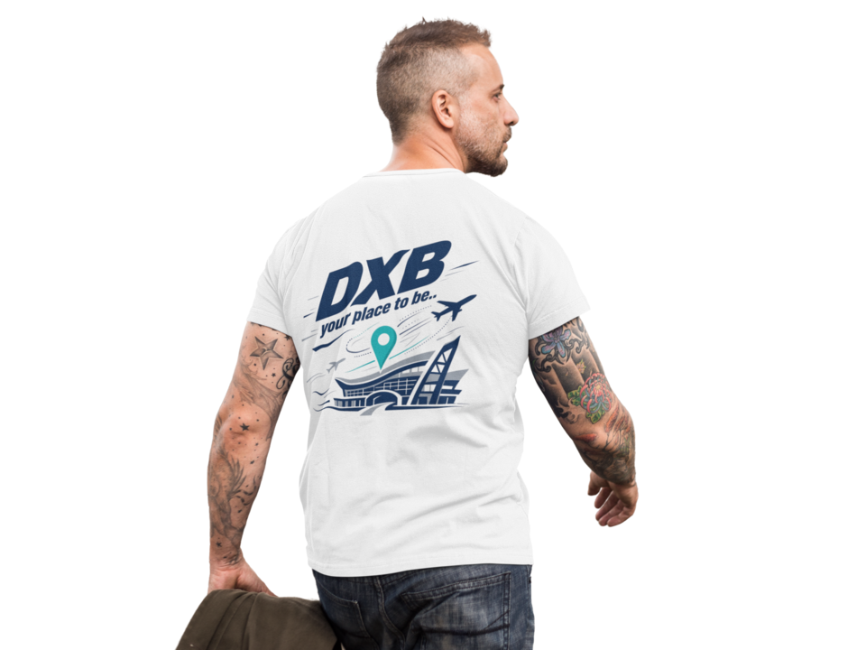 DXB Your Place To Be tee - men back view